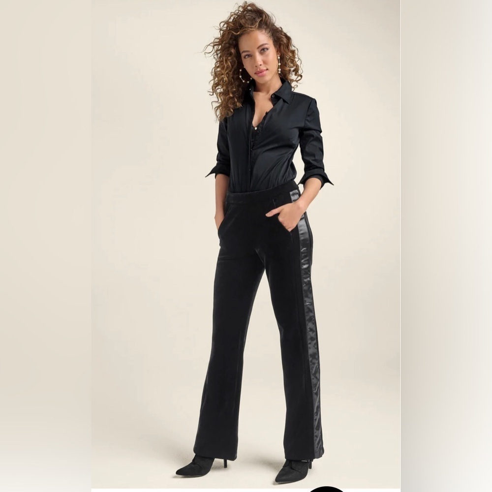 VENUS Black Velvet Satin Wide-Leg Pants size 18 NWOT